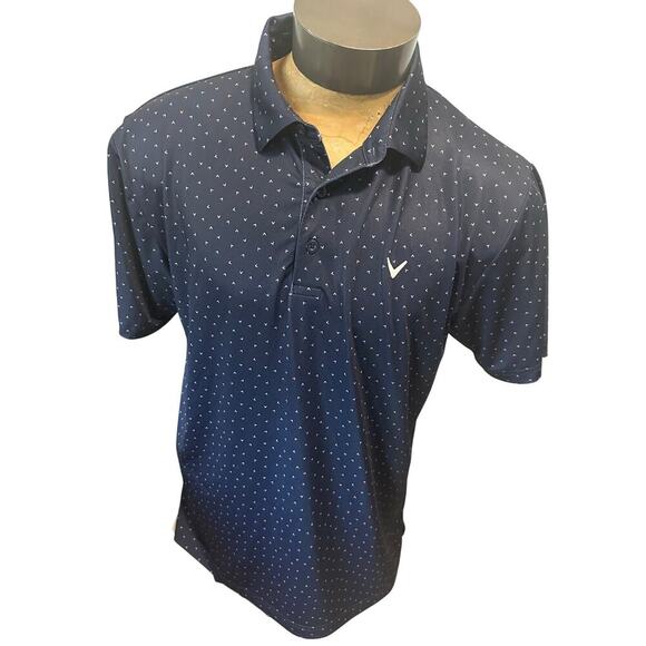 Callaway OptiDri Mens Larfe Navy Blue Short Sleeve Polo - Picture 1 of 5